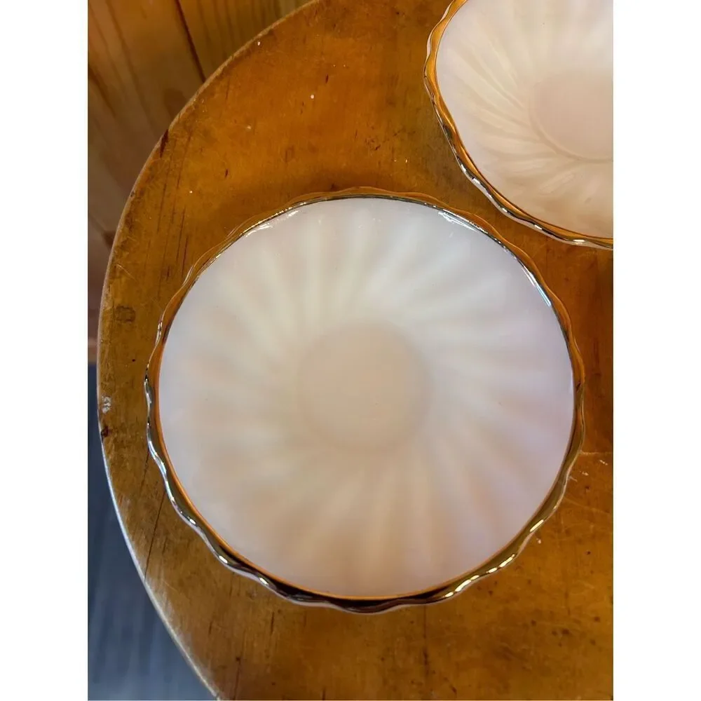 Vintage Fire King Anchor Hocking White Milk Glass Shell Swirl Saucers lot of 3 (